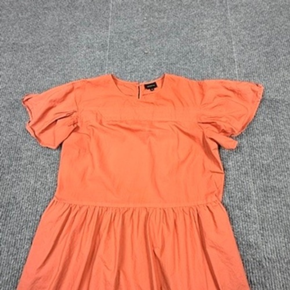 Who What Wear Womens XL Coral Orange Tiered Cotton Flutter Sleeve Midi Dress - Picture 9 of 15